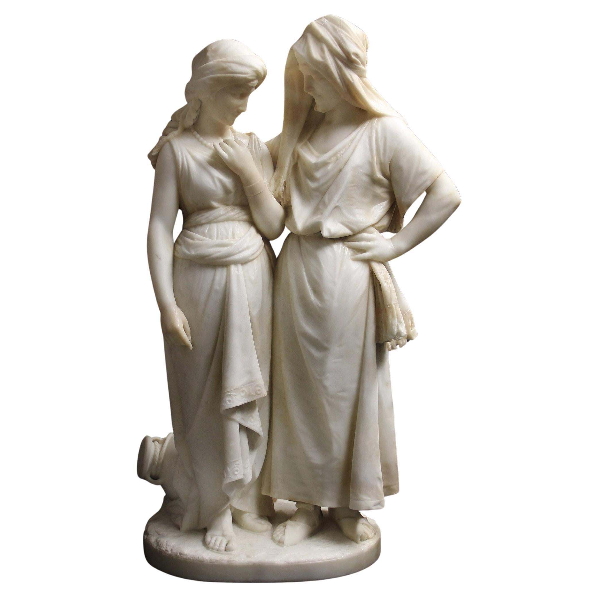 19th Century White Carrara Marble Entitled “Tendresse” by Émile-André Boisseau