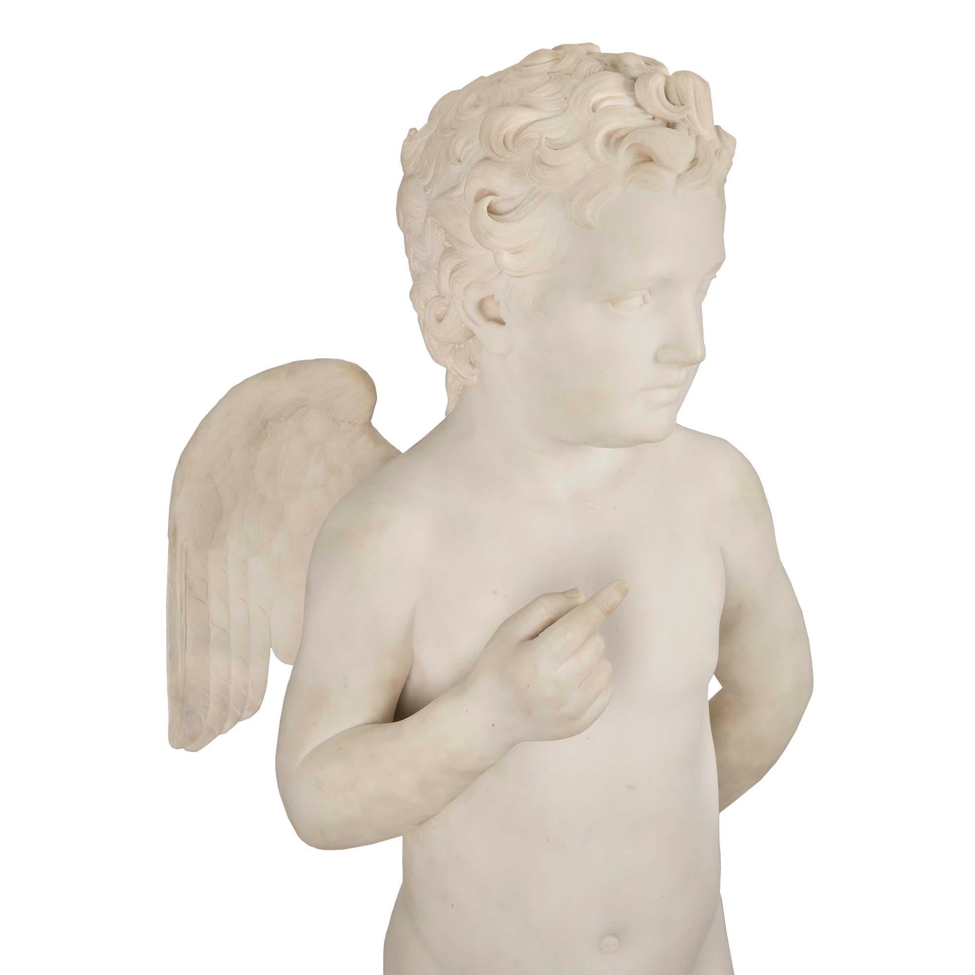 Carrara Marble 19th Century White Carrara Sculpture, Signed Chauncey Bradley Ives For Sale