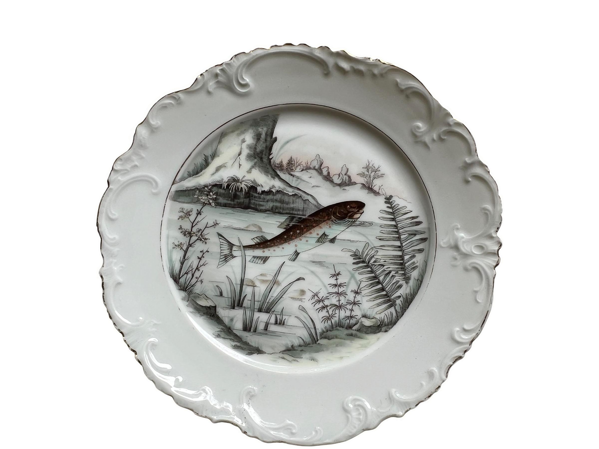 French 19th Century White Fish Plate For Sale