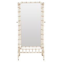 19th Century White Gold Faux Bamboo Dressing Mirror