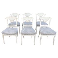 19th Century White-Grey Danish Gustavian Set of Six Pinewood Dining Room Chairs