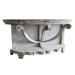 19th Century White-Grey French Demi-Lune Oakwood Console Table