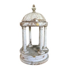 19th Century White-Grey French Pinewood Model Pavilion, Antique Décor