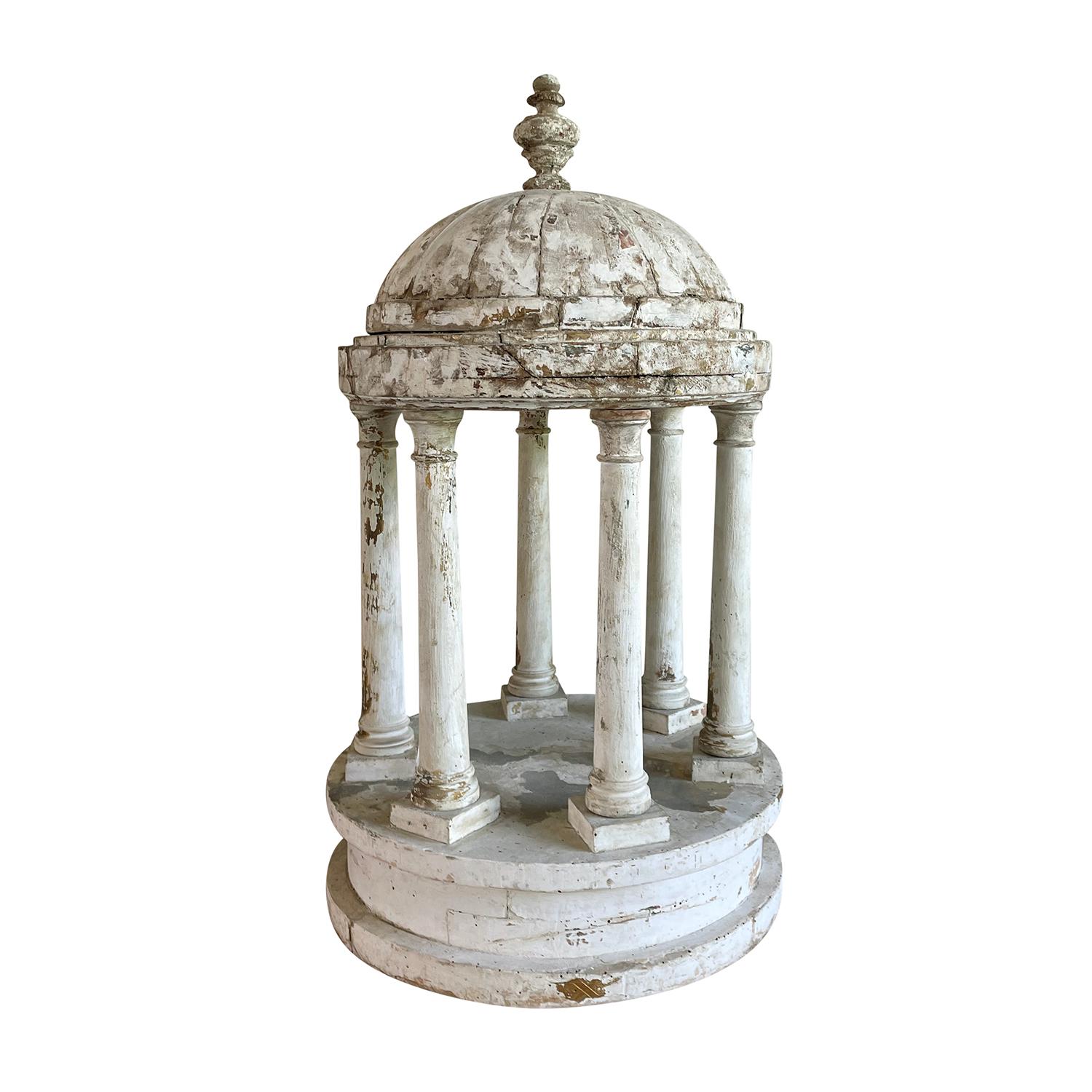19th Century White-Grey French Pinewood Model Pavilion, Antique Décor For Sale 1