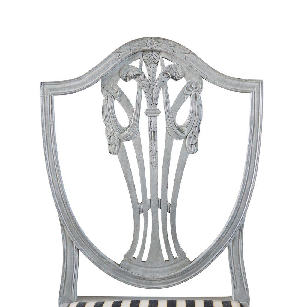 19th Century White-Grey Swedish Gustavian Set of Six Dining Chairs 2