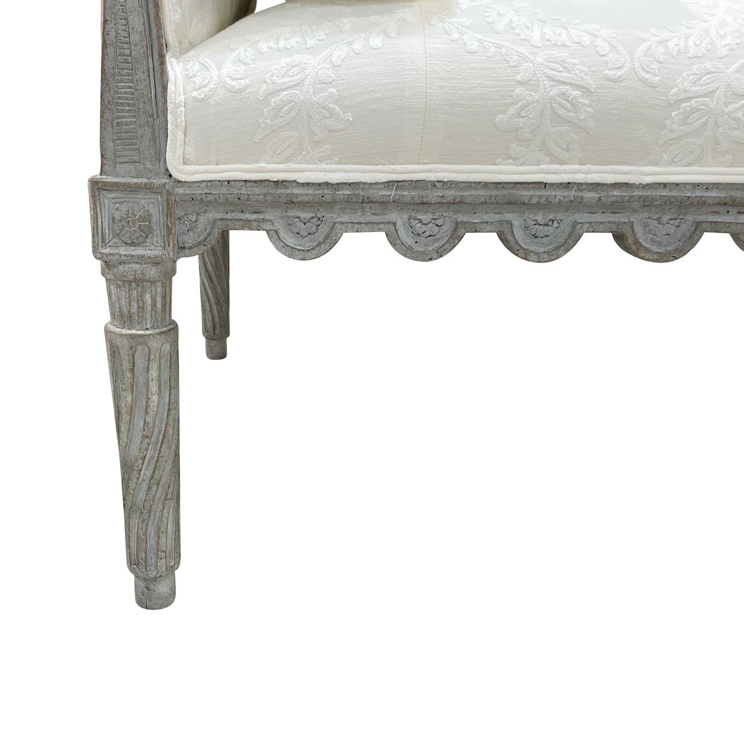 19th Century White-Grey Swedish Gustavian Sofa, Scandinavian Pinewood Daybed 6