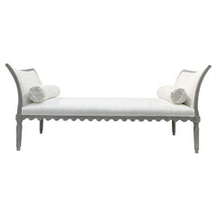 19th Century White-Grey Swedish Gustavian Sofa, Scandinavian Pinewood Daybed