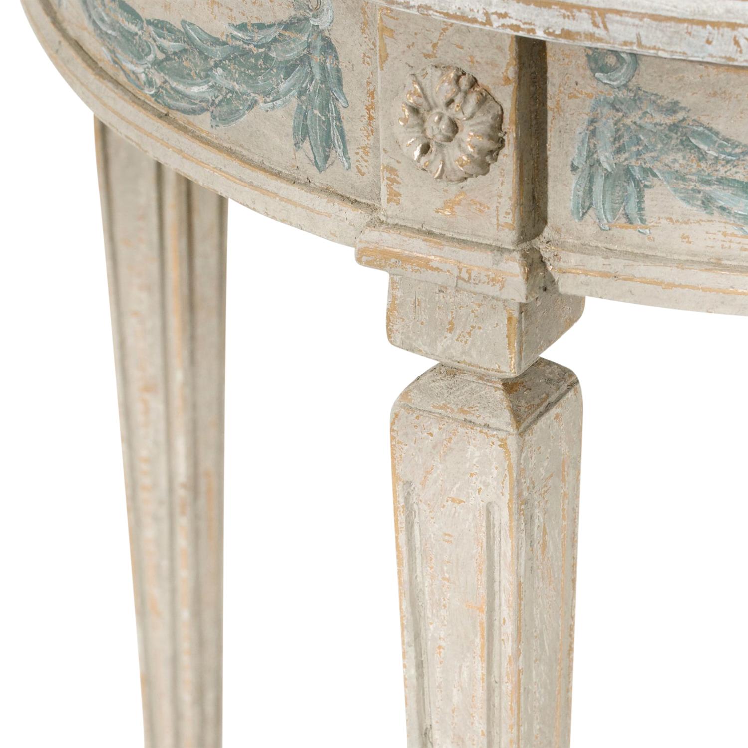 19th Century White-Grey Swedish Gustvian Pair of Painted Pinewood Console Tables 2