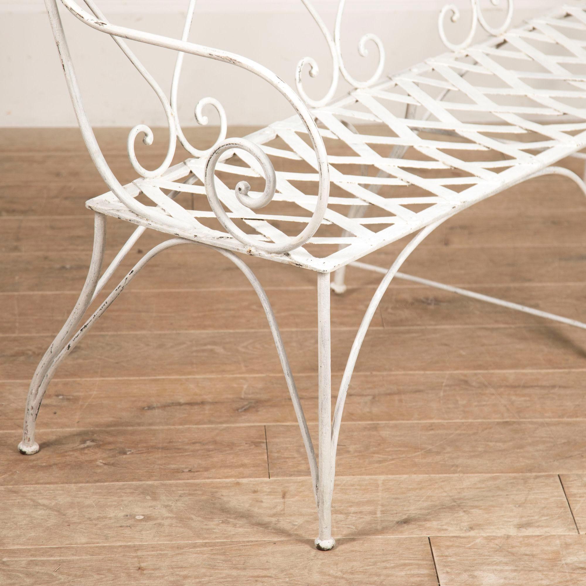 19th Century White Iron French Garden Seat For Sale 1