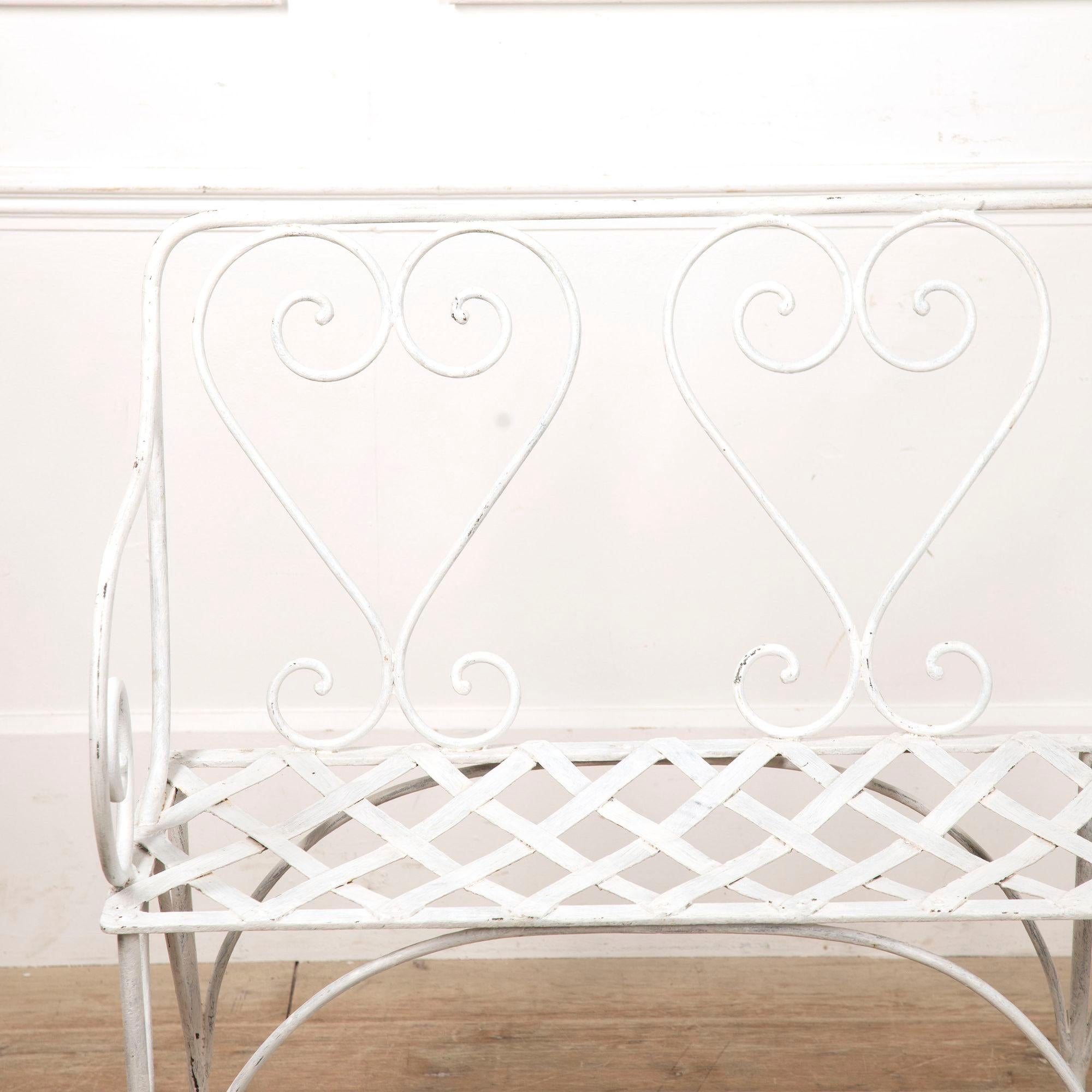 19th Century White Iron French Garden Seat For Sale 2
