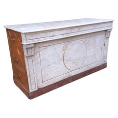 19th century white marble bakery counter