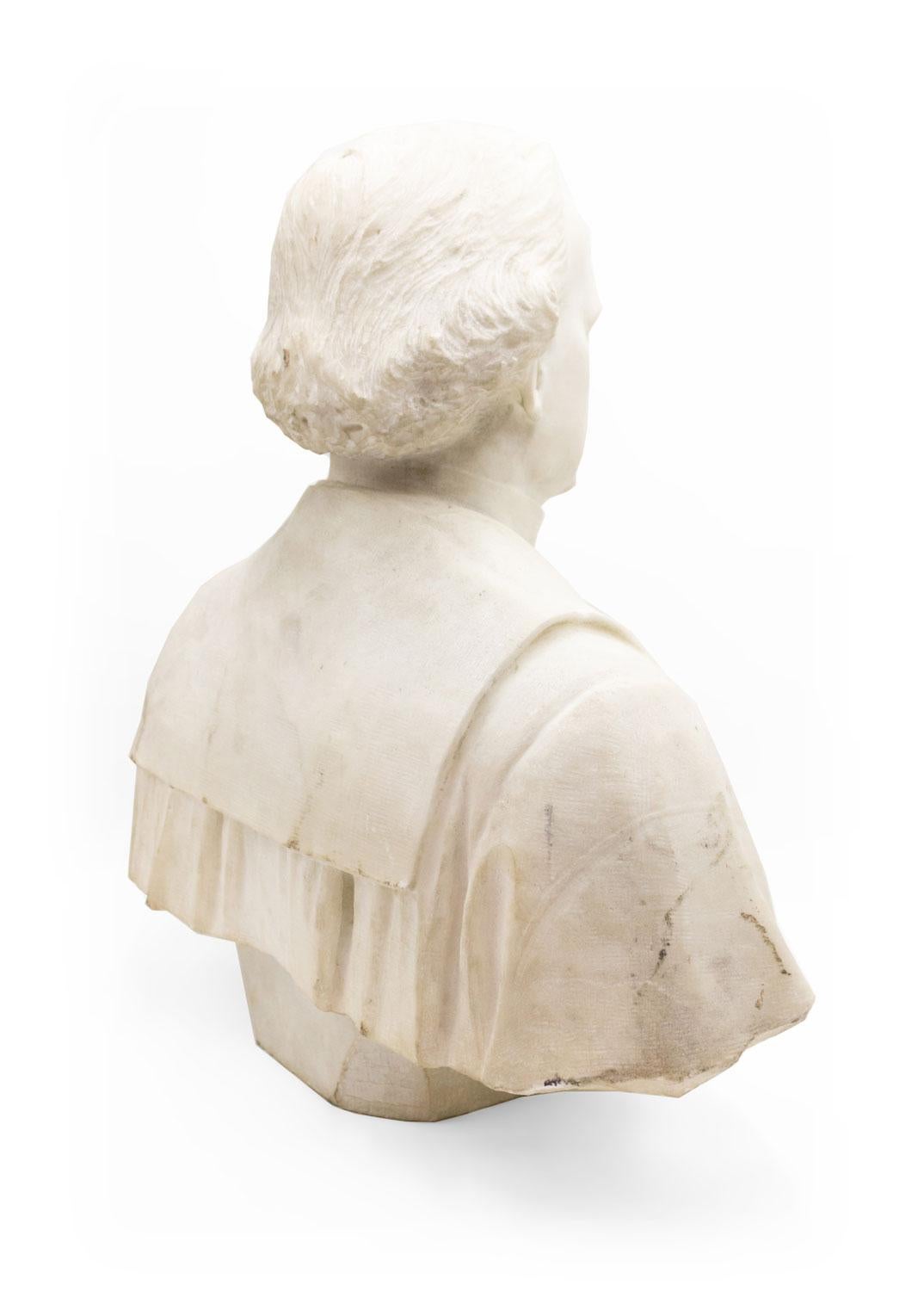 Vittoriano Busto di uomo in marmo bianco del XIX secolo in vendita