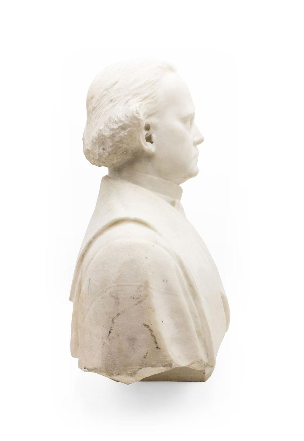 Sconosciuto Busto di uomo in marmo bianco del XIX secolo in vendita