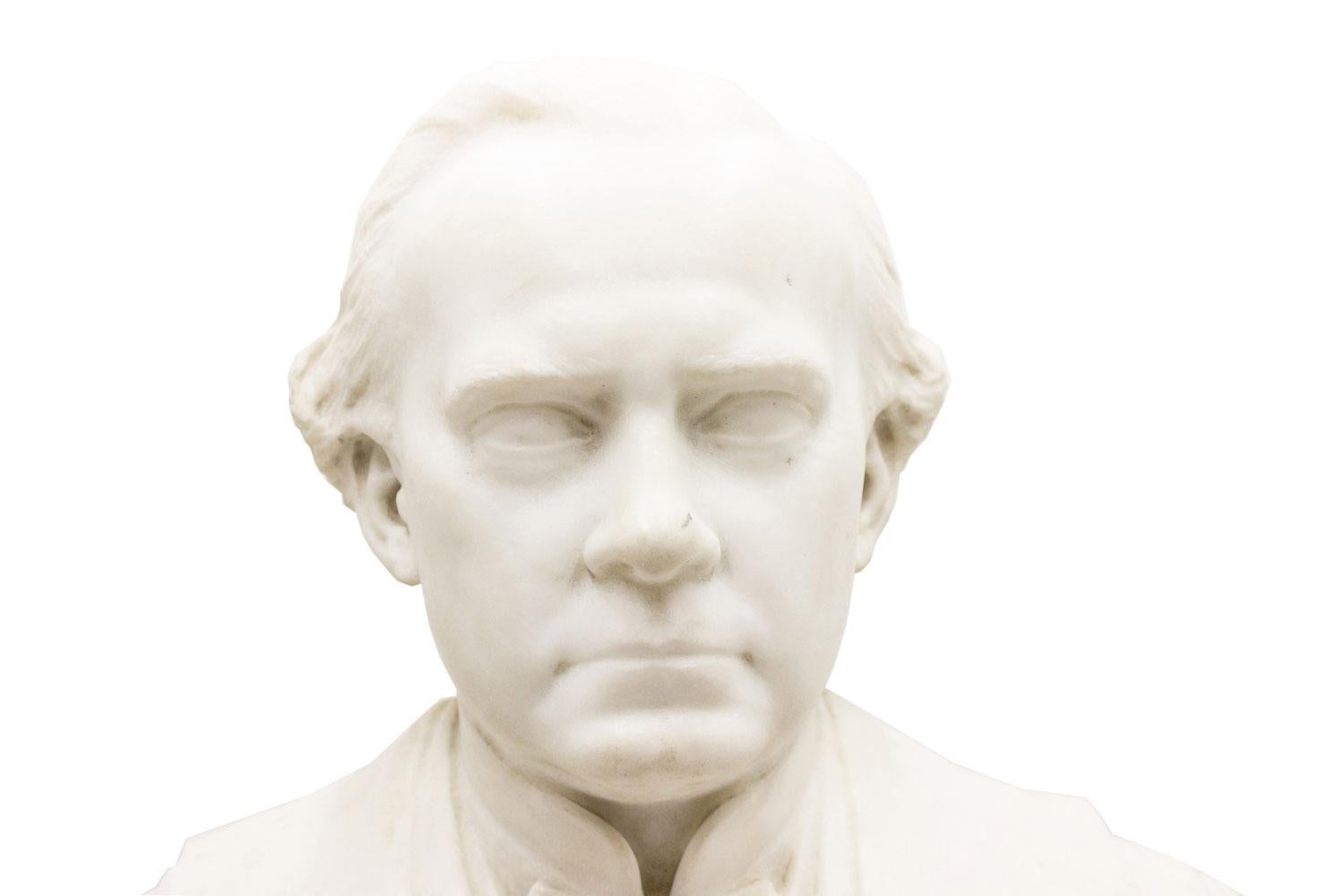 Marmo Busto di uomo in marmo bianco del XIX secolo in vendita