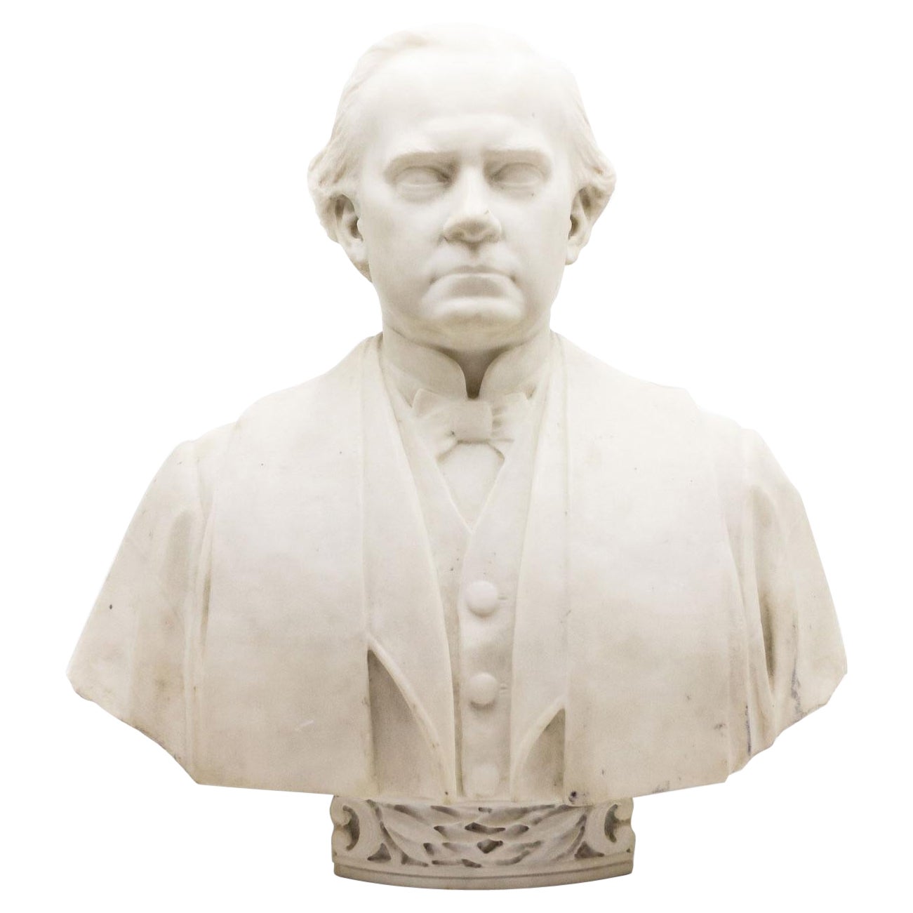 19th Century White Marble Bust of a Man