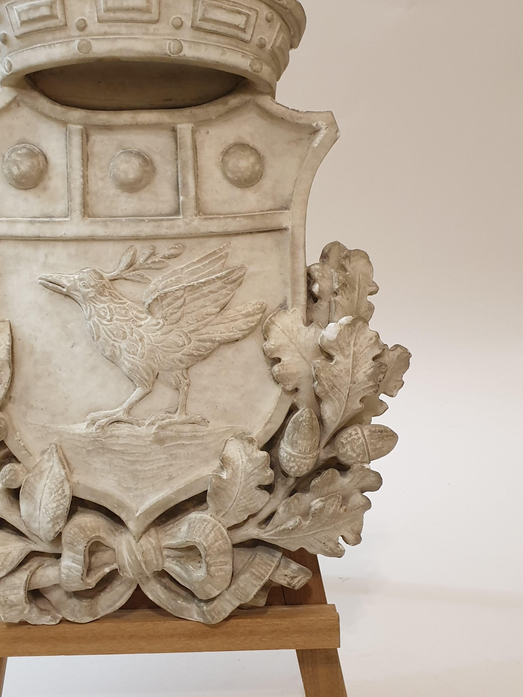 Neoclassical 19th Century White Marble Coat of Arms, 1800s