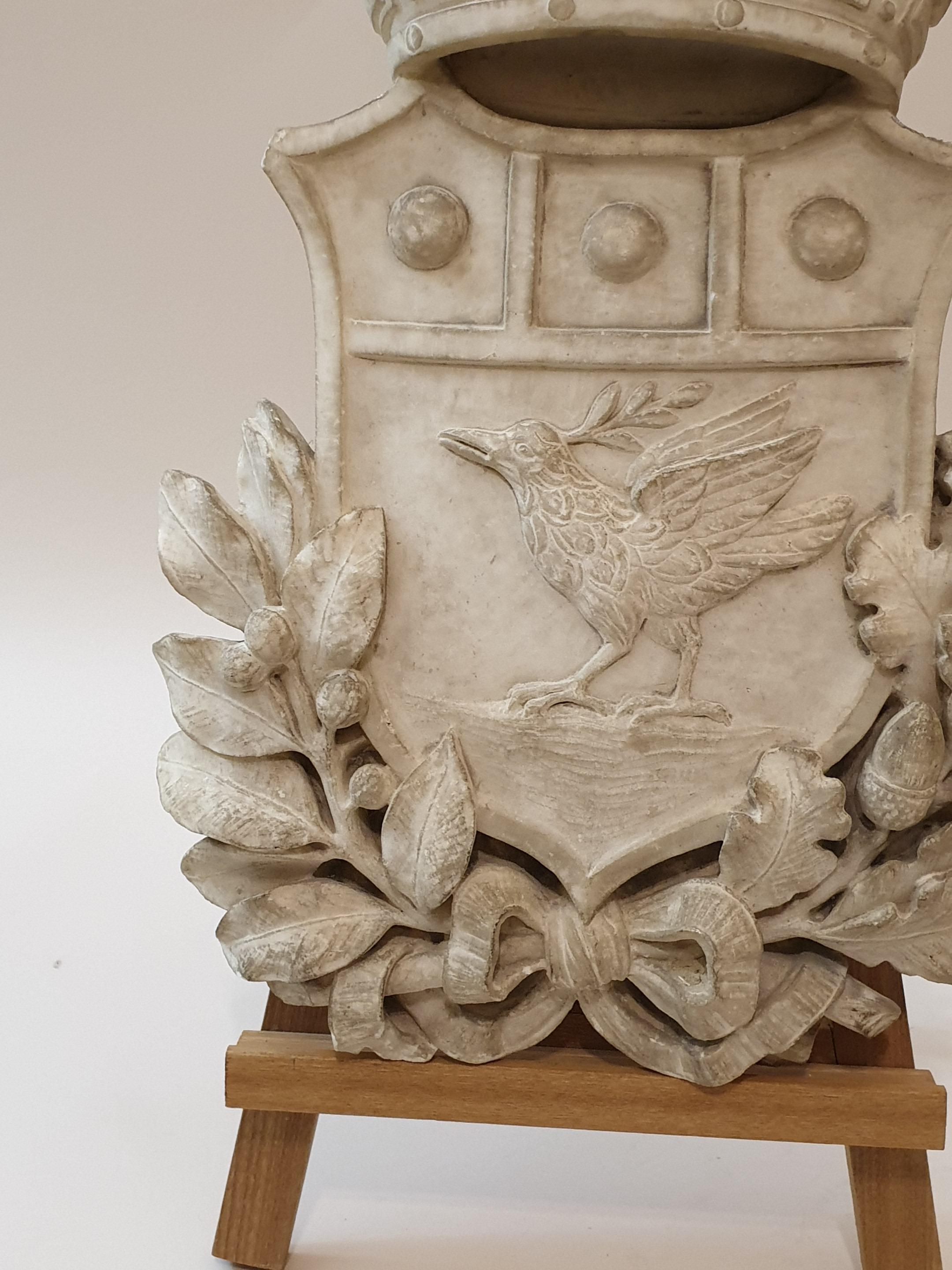 Italian 19th Century White Marble Coat of Arms, 1800s
