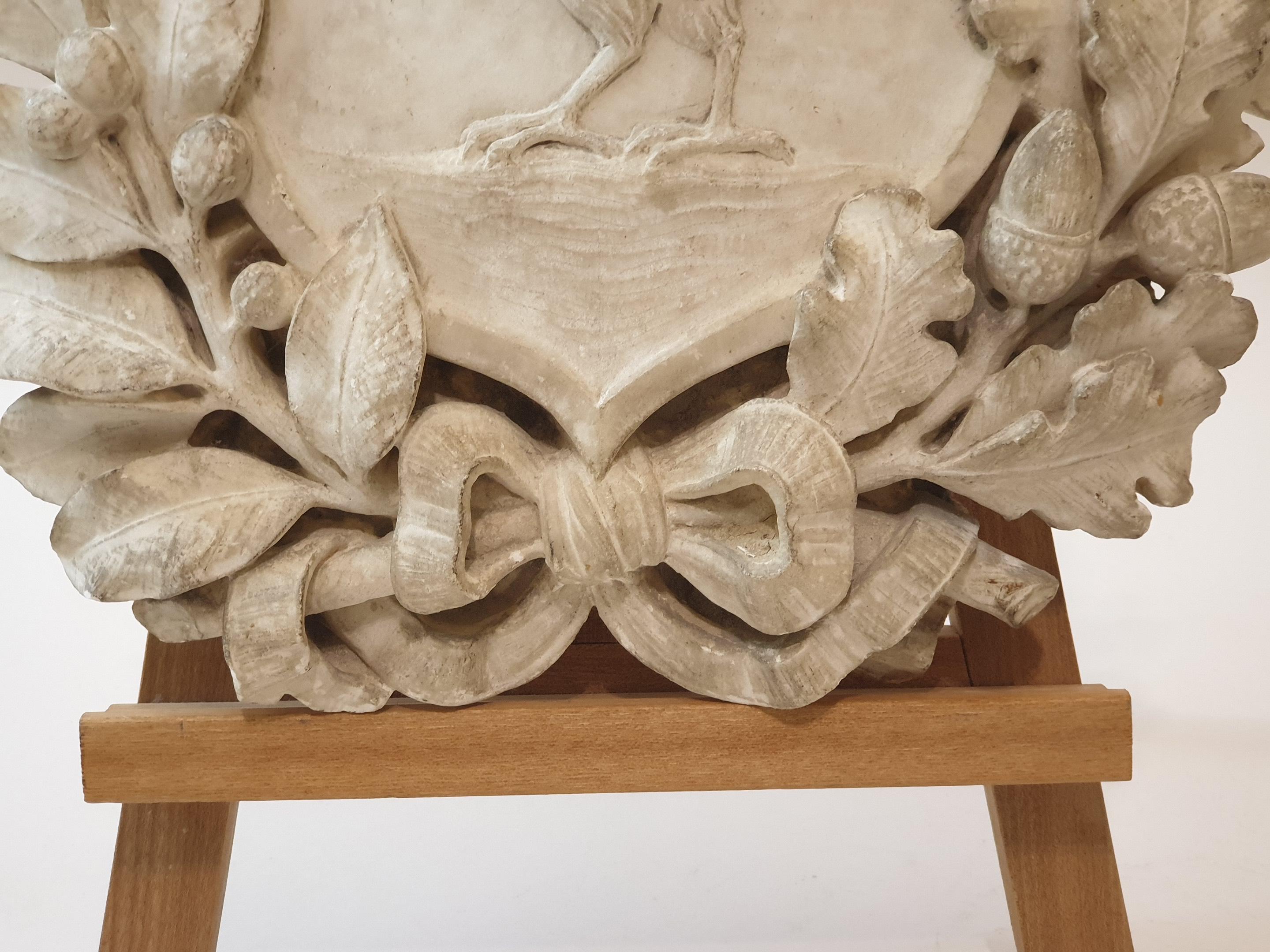 19th Century White Marble Coat of Arms, 1800s 2