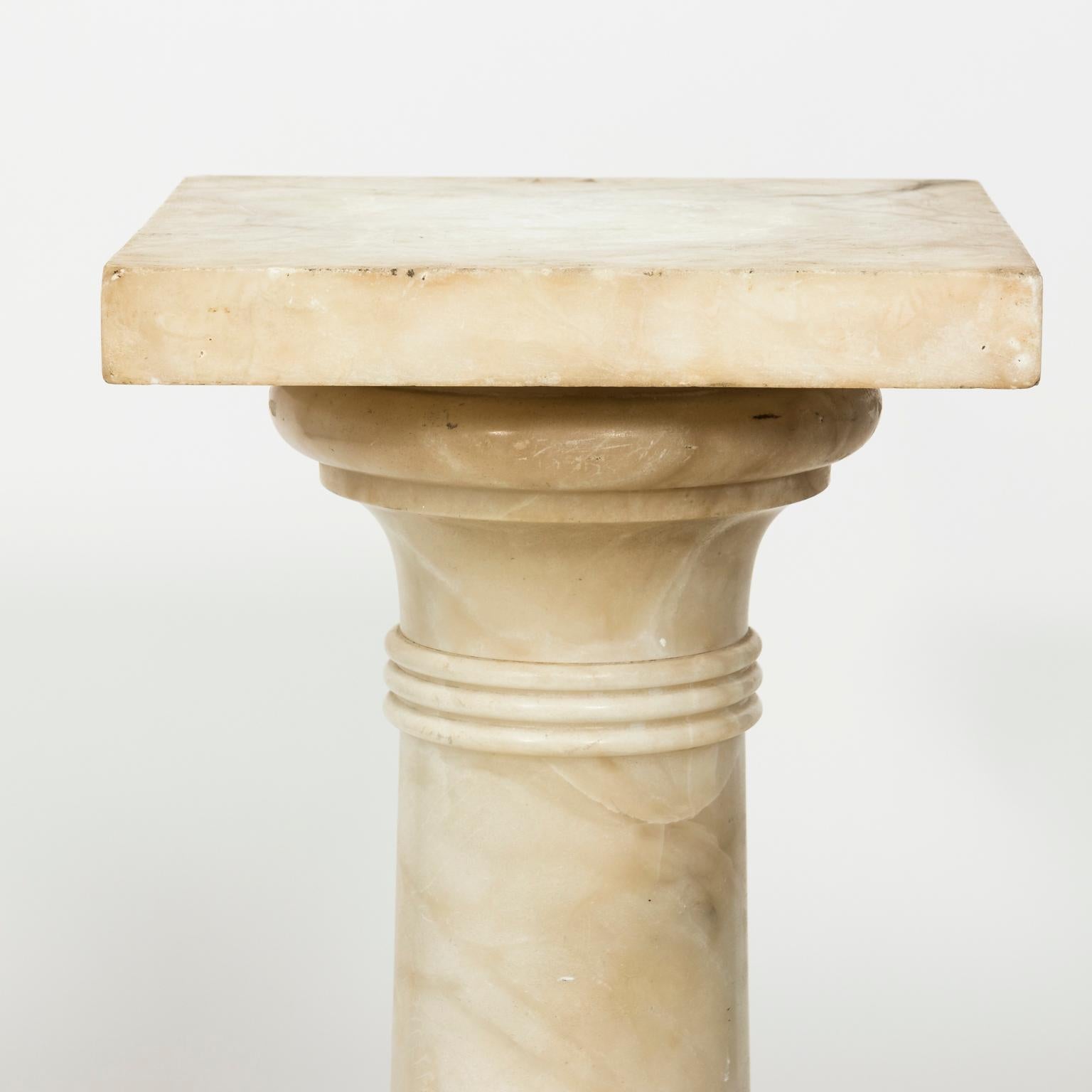 Neoclassical 19th Century White Marble Column Pedestal Stand