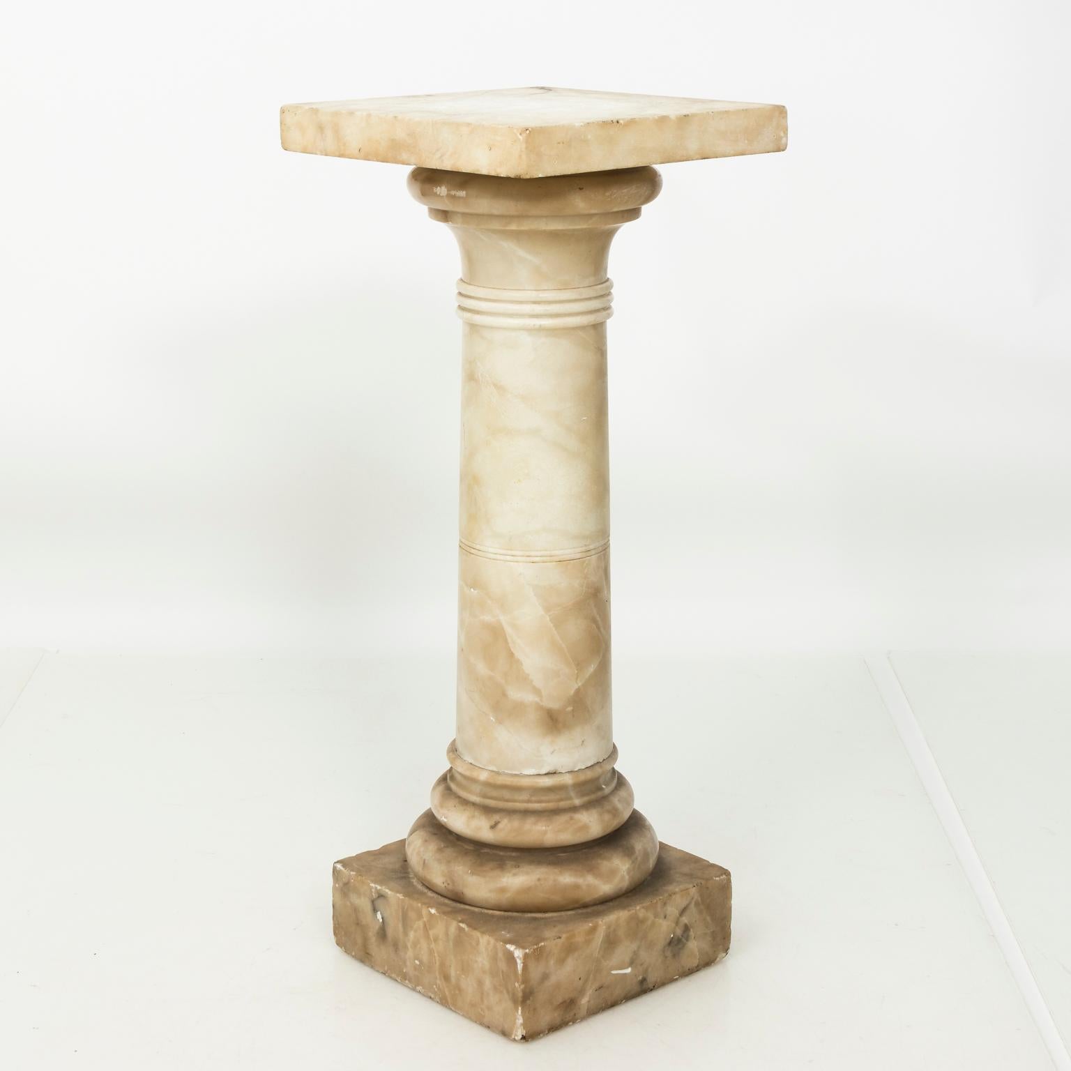 19th Century White Marble Column Pedestal Stand 1