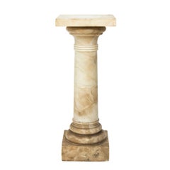 19th Century White Marble Column Pedestal Stand