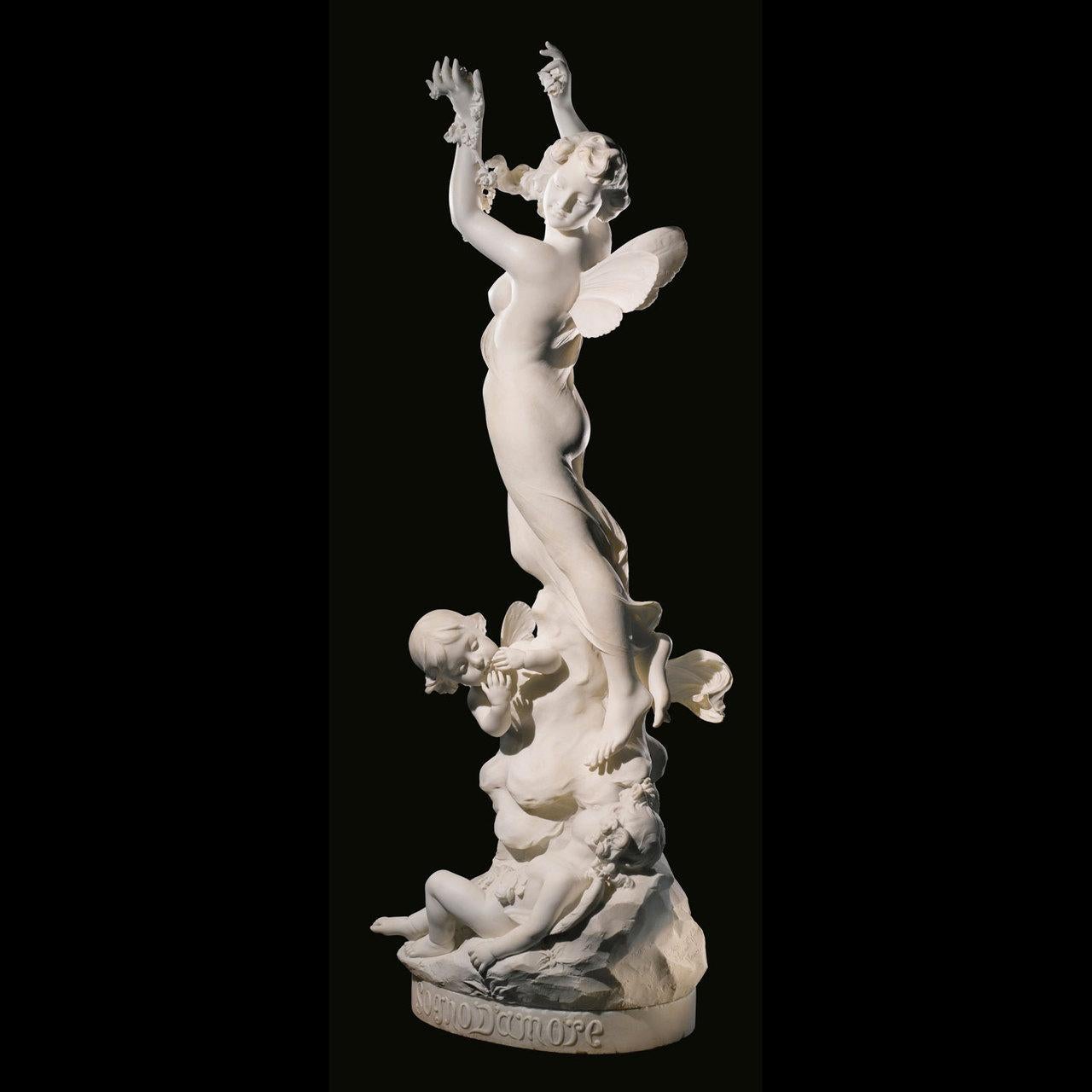 Fine quality Italian 19th century marble figural group “Sogno d’Amore”. Signed J. Dazzi / P. Barzanti & Gallery / Florence

Title: Sogno d’Amore

Maker: Florentine School (19th century)
Origin: Italian
Date: 19th century
Dimension: 57 in. x