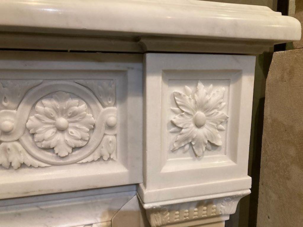 French 19th Century White Marble Fireplace For Sale