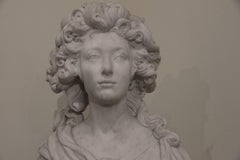 19th Century White Marble France Napoleon III Bust of a Woman with Column, 1800s