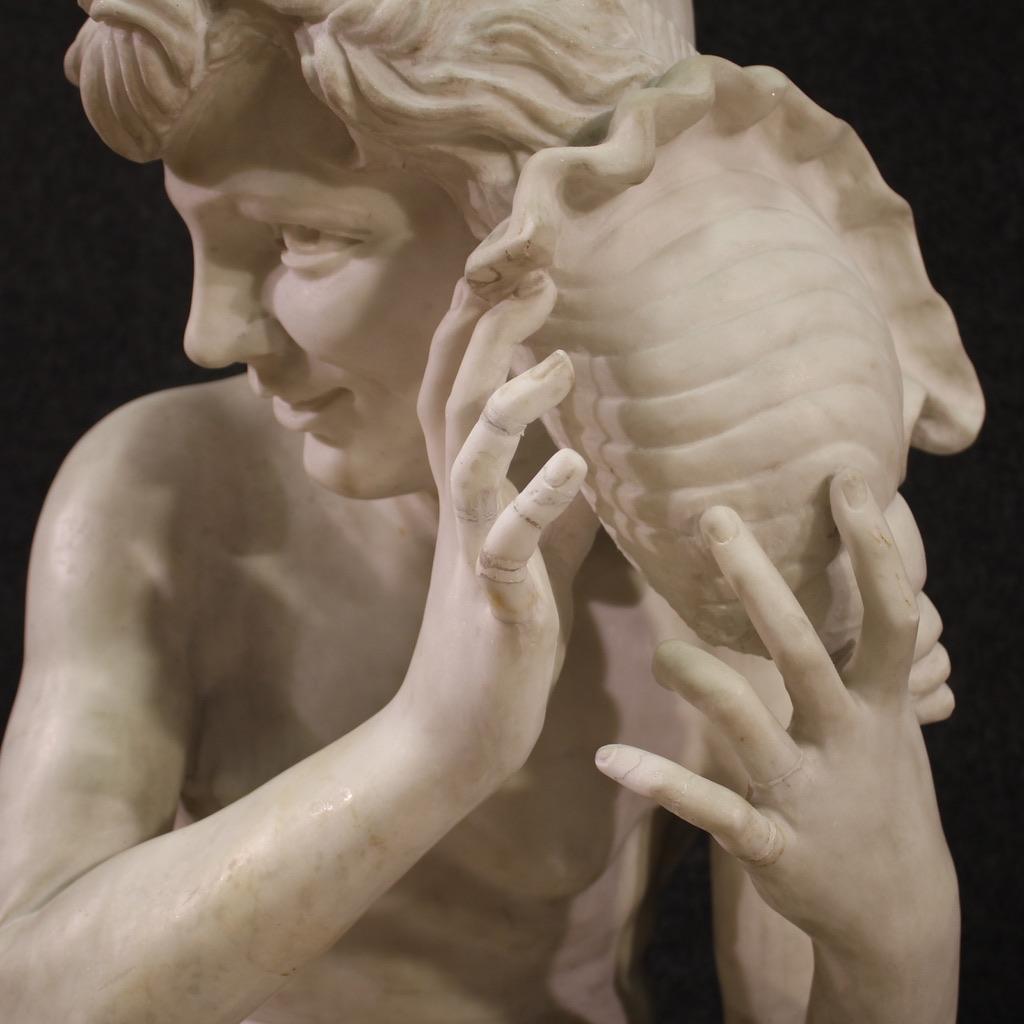 19th Century White Marble French Fisherman Sculpture, after Carpeaux in vendita 2