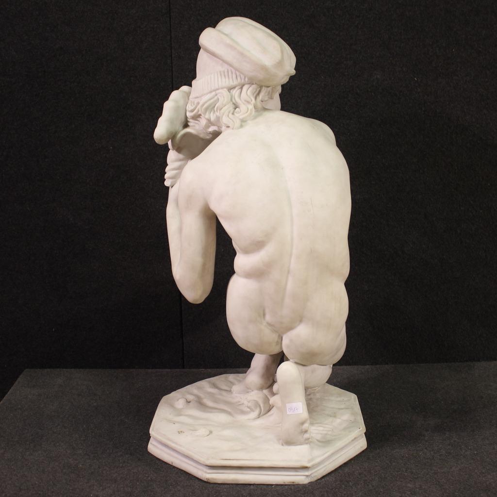 19th Century White Marble French Fisherman Sculpture, after Carpeaux in vendita 3