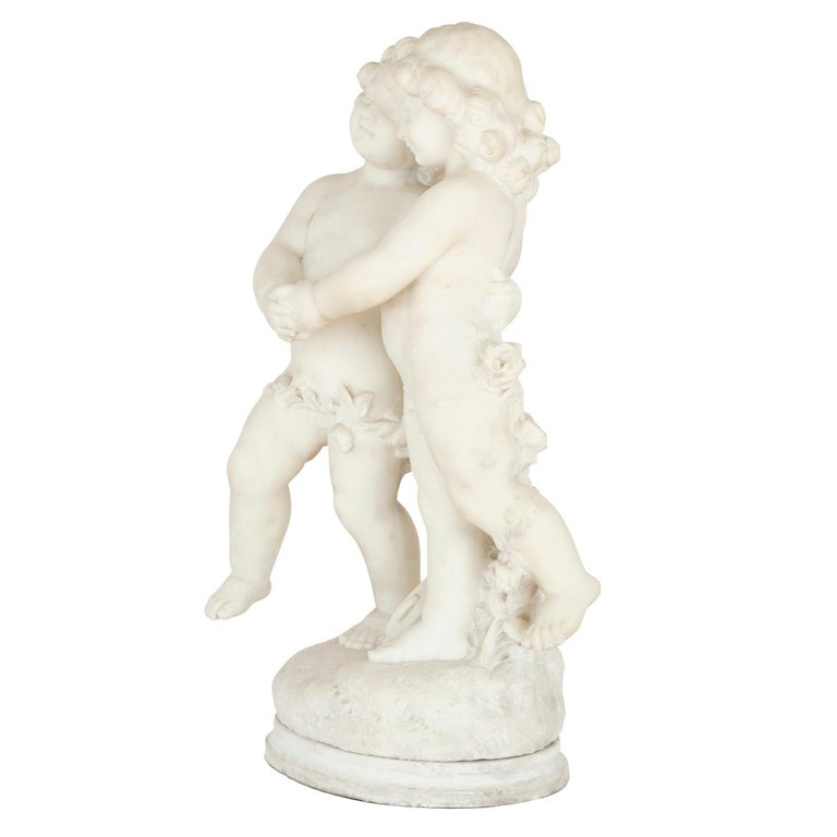 19th Century White Marble Group of Two Cherubs by A. Duché For Sale at ...