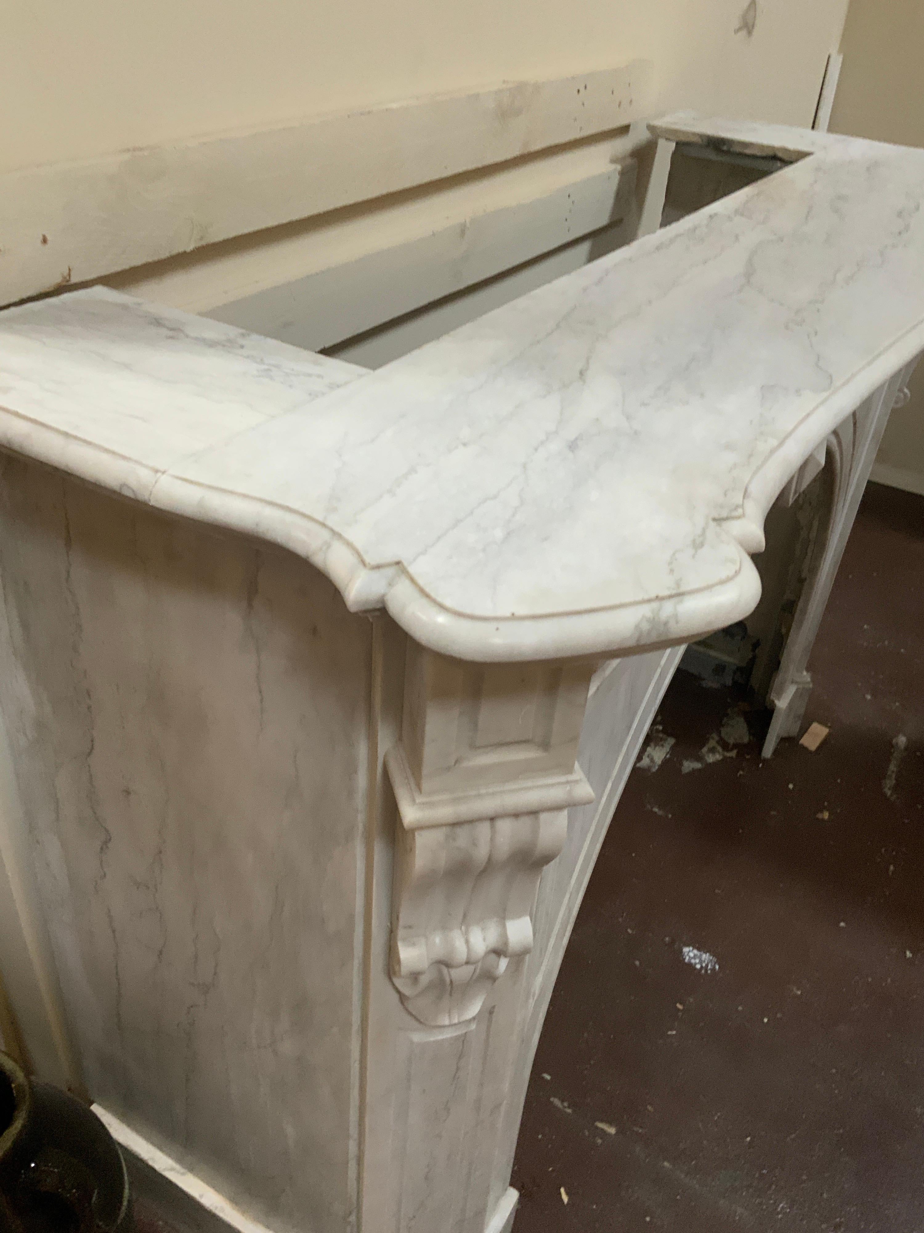 19th Century French White Marble Mantel 2