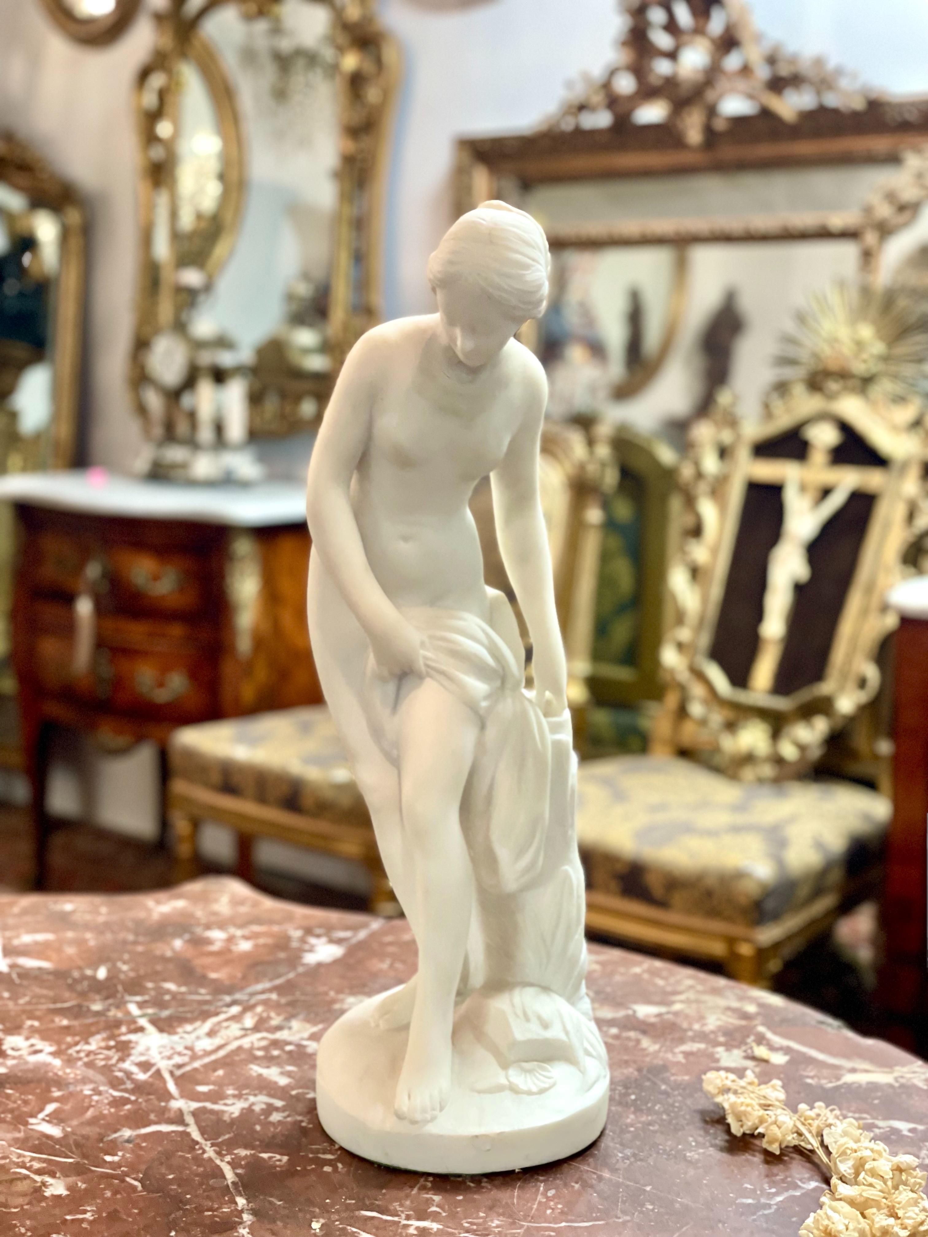 19th Century White Marble Sculpture “La Baigneuse” inspired by Falconet For Sale 2