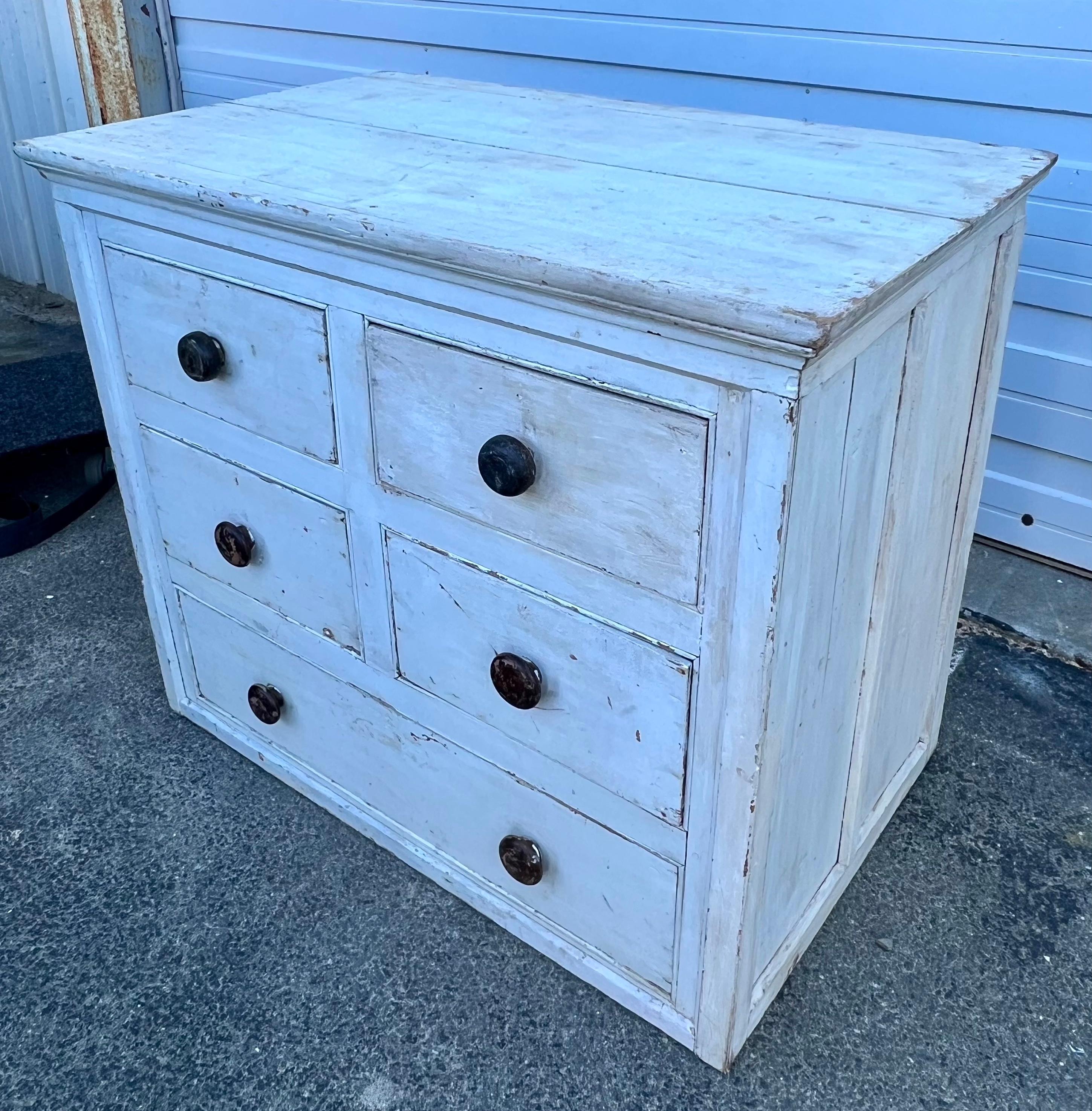 Hand-Crafted 19th Century White Painted Chest of Drawers For Sale