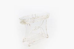 19th Century White Painted Metal Wirework Plant Stand