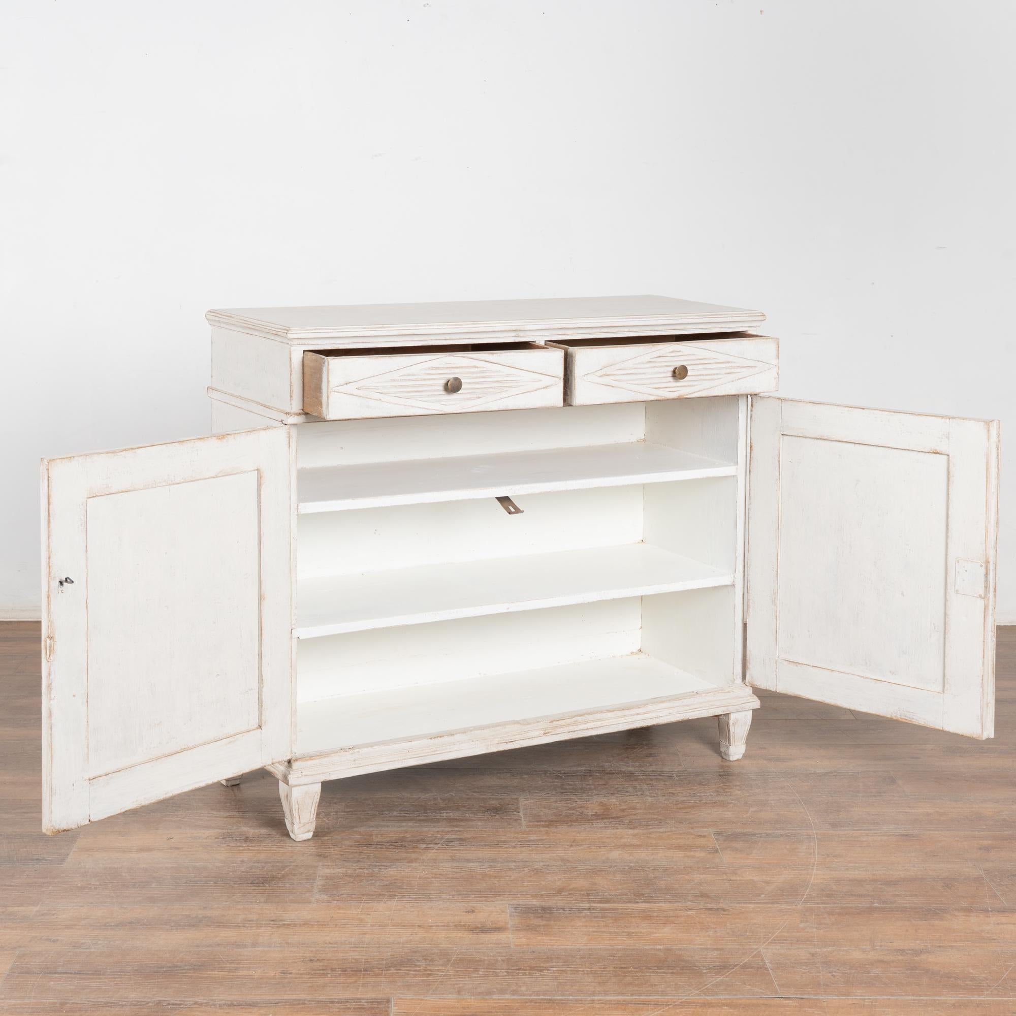 Gustavian 19th Century White Painted Swedish Cabinet Sideboard For Sale