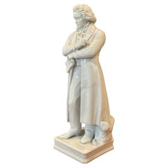 Statue de Ludwig van Beethoven en porcelaine blanche du XIXe siècle par Scheibe-Alsbach