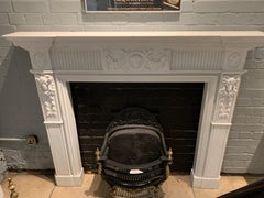 19th Century White Statutory Marble Chimneypiece