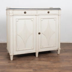 19th Century White Swedish Gustavian Sideboard Buffet Cabinet
