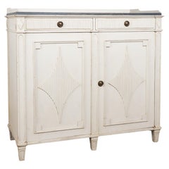 19th Century White Swedish Gustavian Sideboard Buffet Cabinet