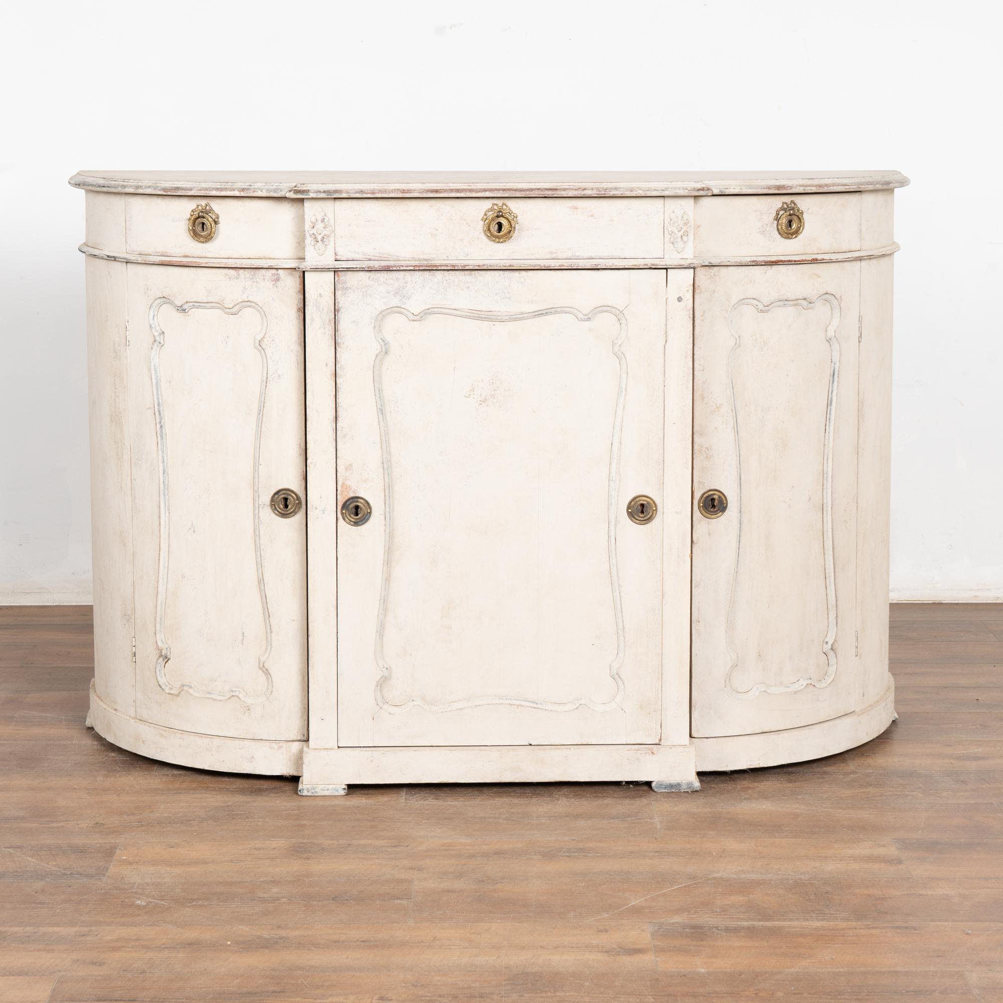 Brass 19th Century White Swedish Gustavian Sideboard Buffet For Sale