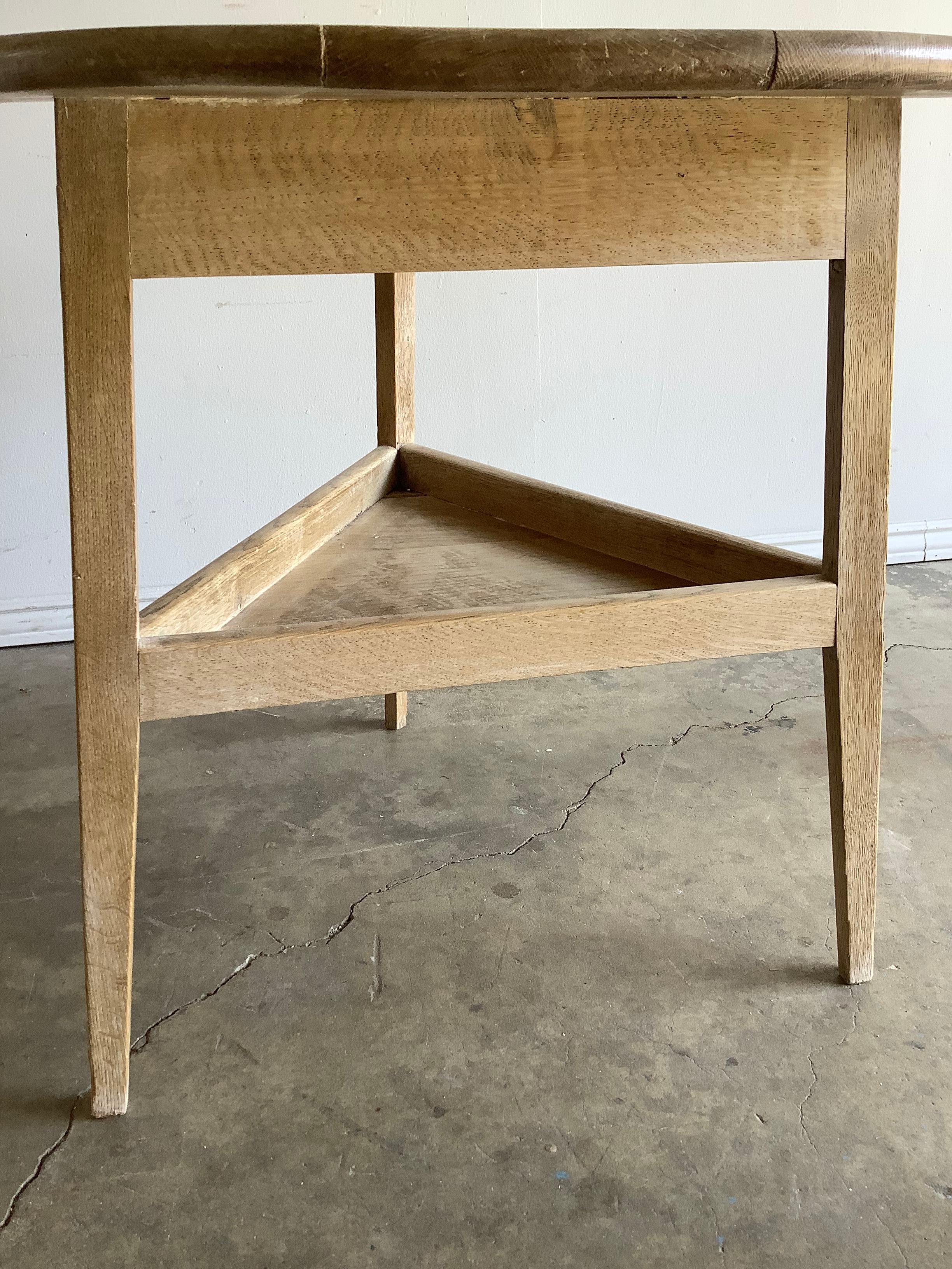 Carved 19th Century White Washed Oak Cricket Table