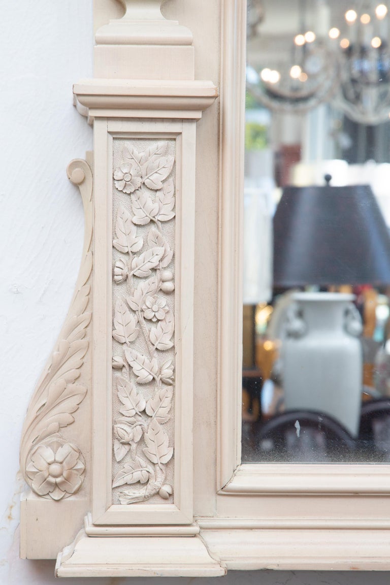 19th Century White Washed Wall Mirror For Sale at 1stDibs