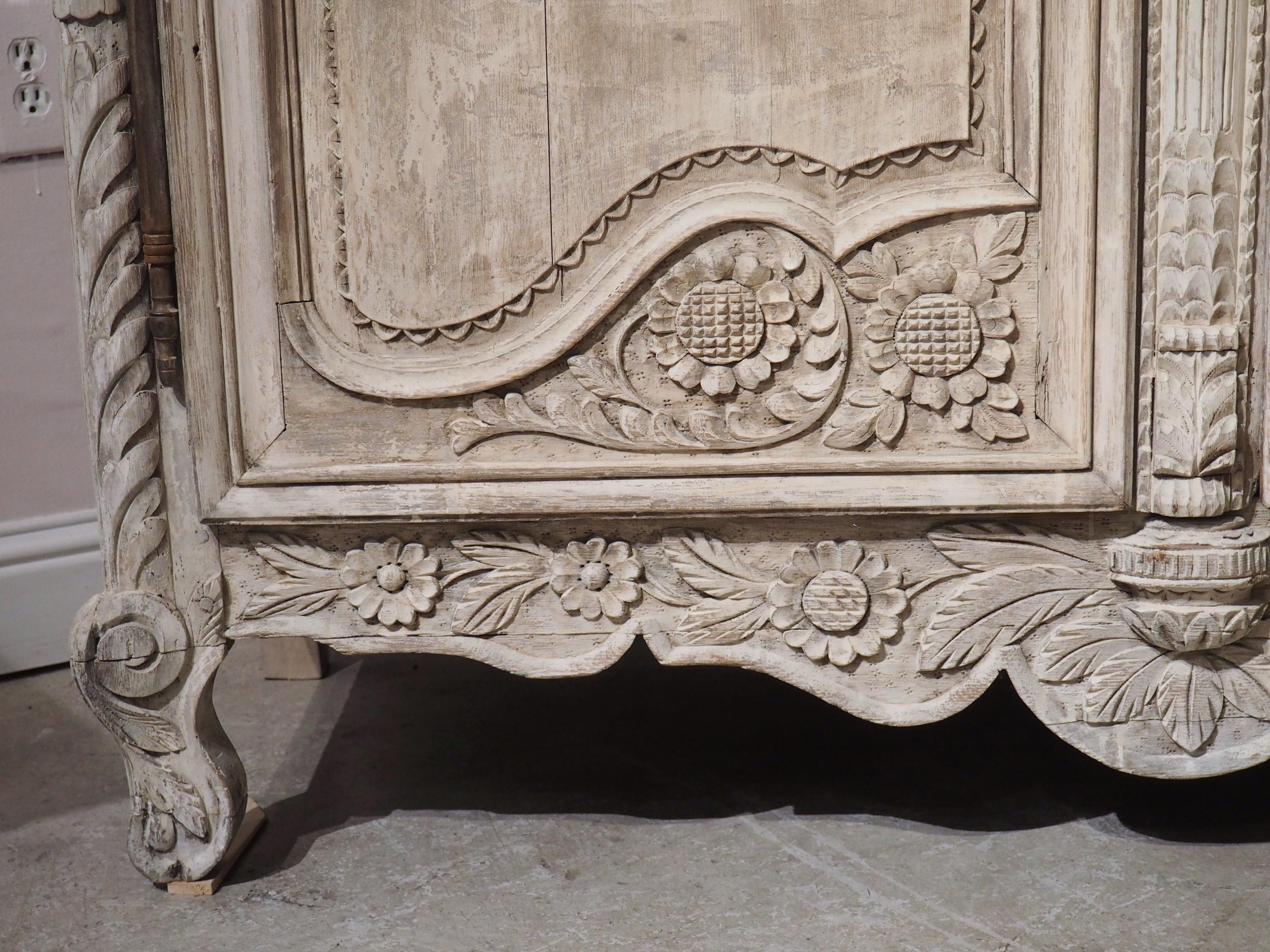 19th Century Whitewashed Oak Armoire from Normandy, France 4