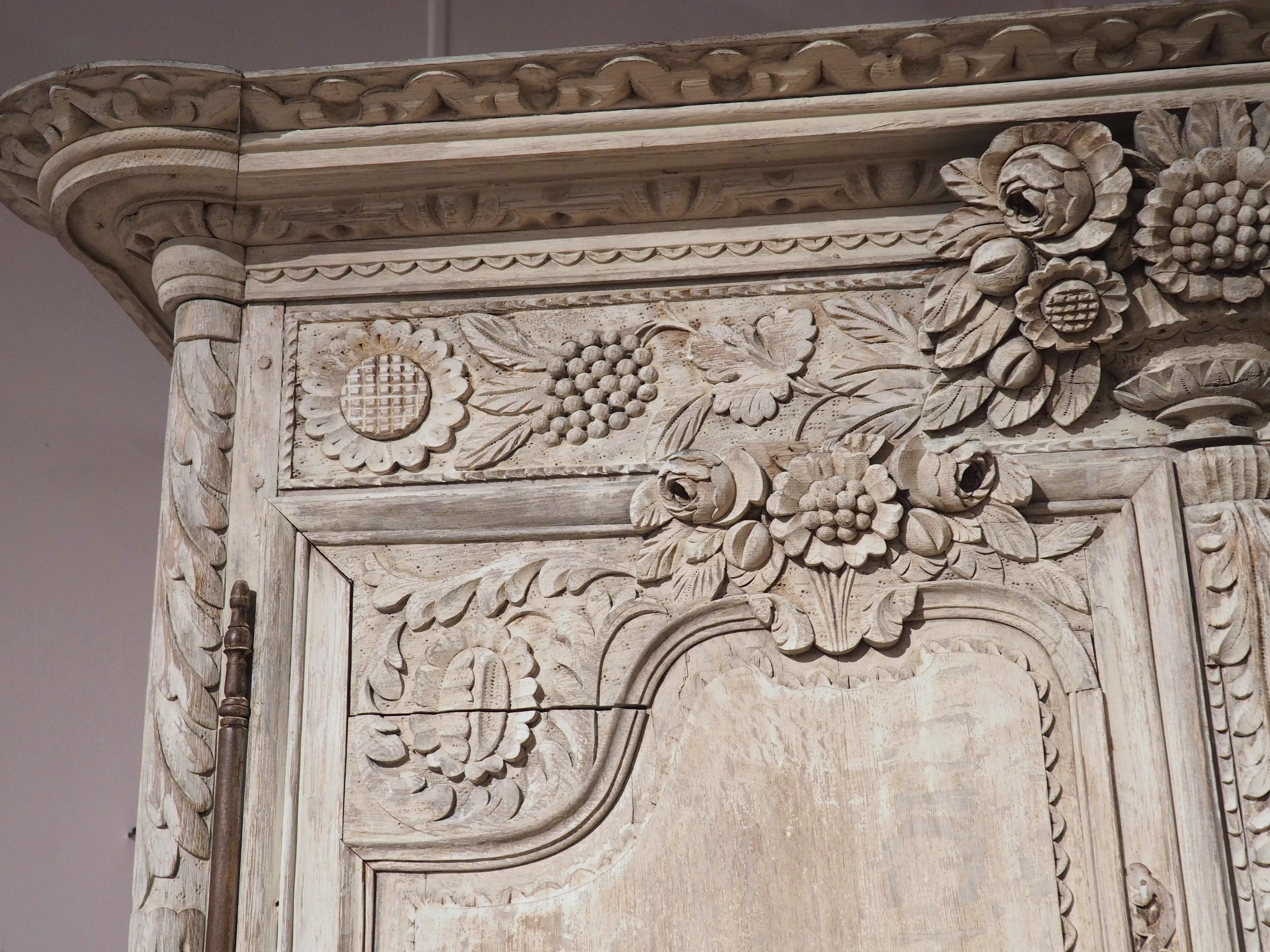 19th Century Whitewashed Oak Armoire from Normandy, France 6