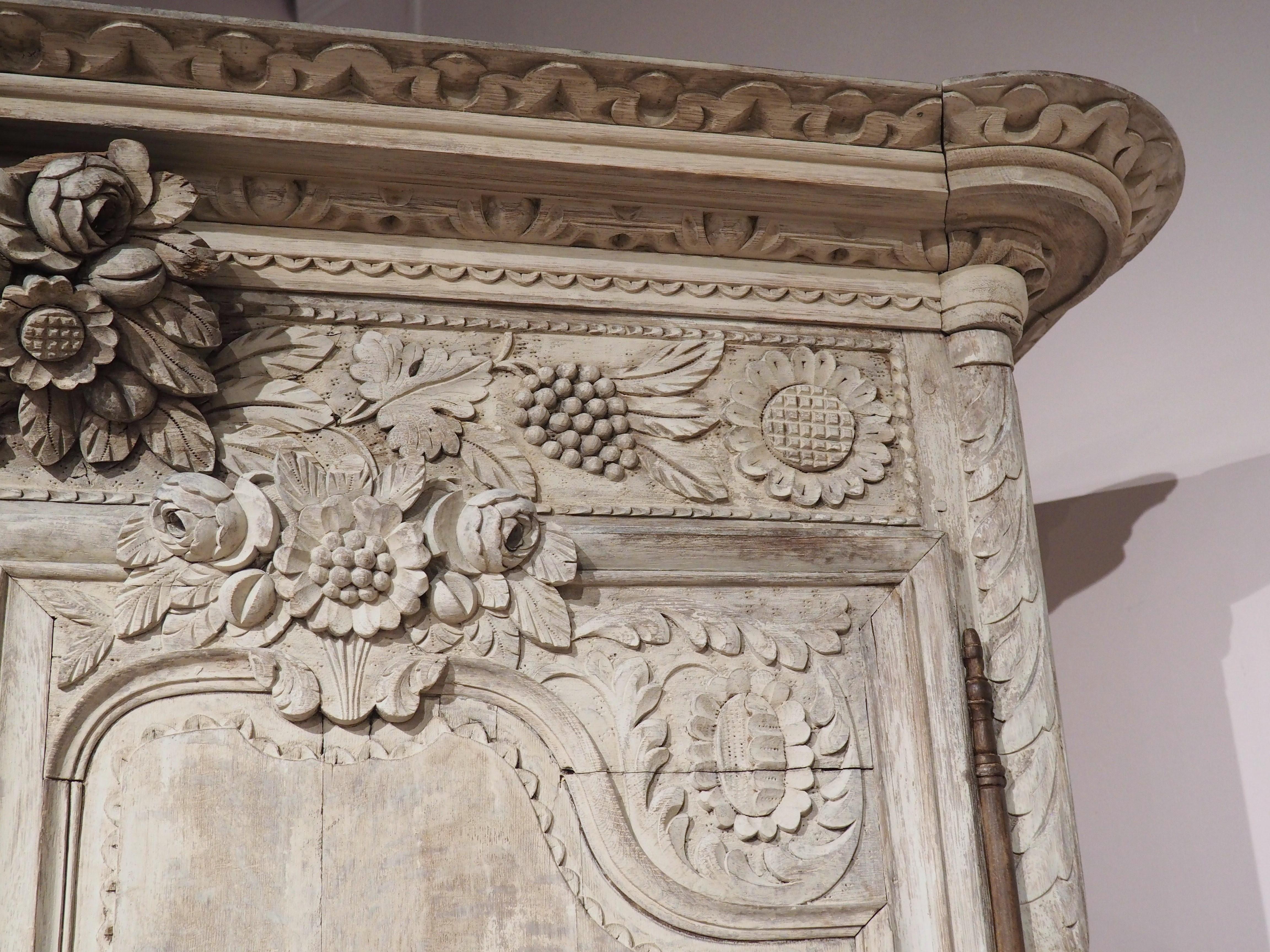 19th Century Whitewashed Oak Armoire from Normandy, France 7