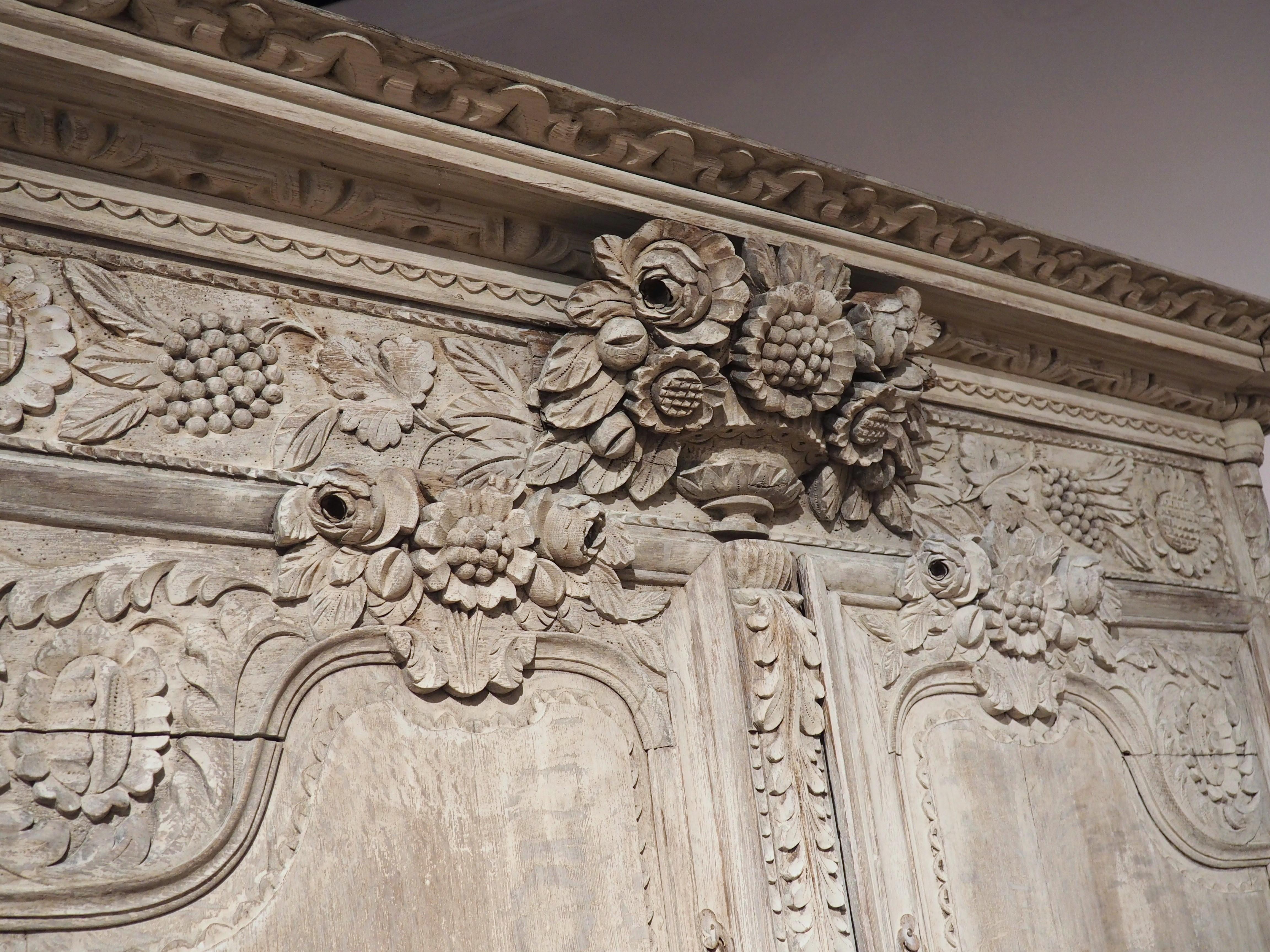 19th Century Whitewashed Oak Armoire from Normandy, France 12
