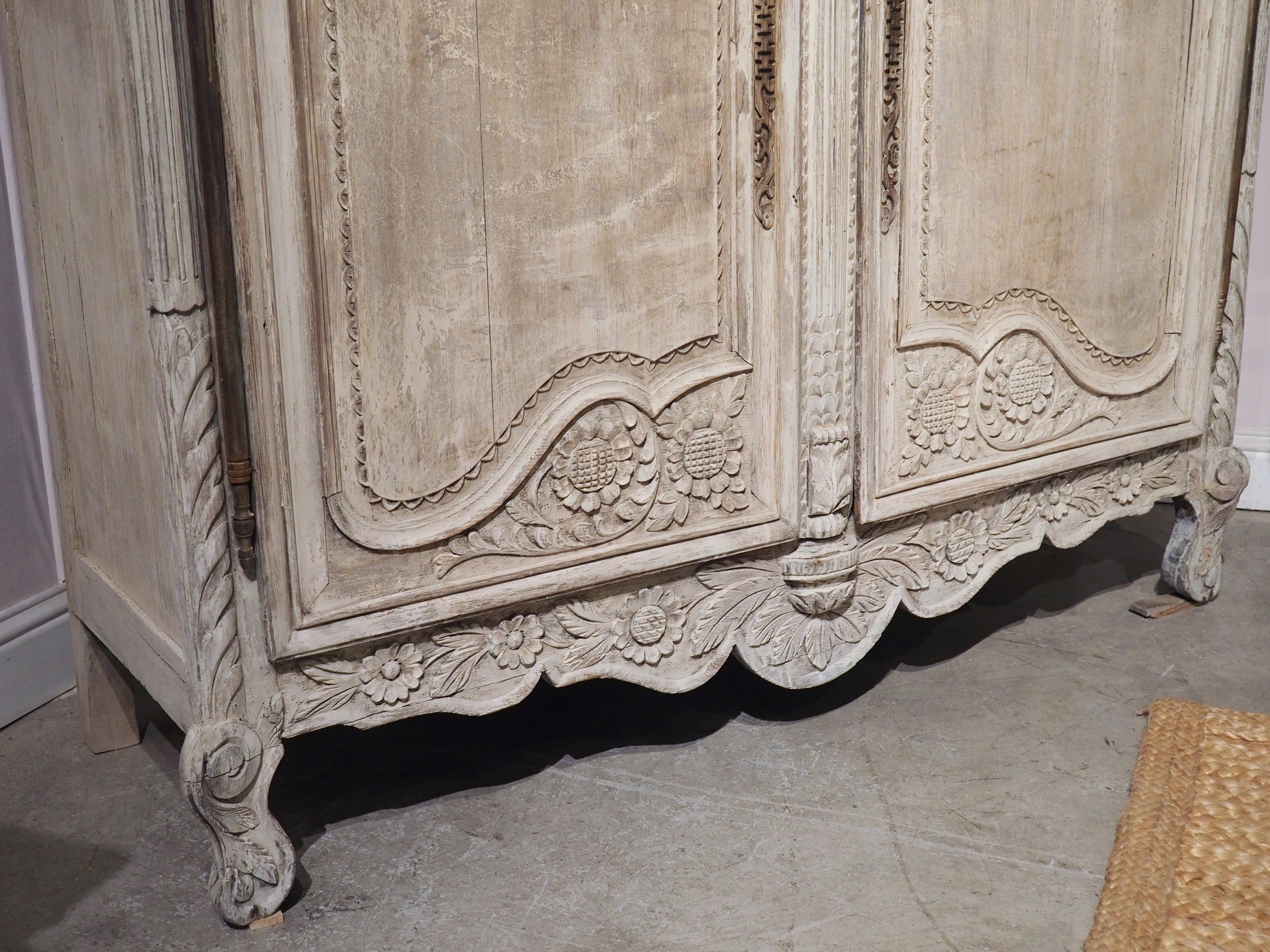 19th Century Whitewashed Oak Armoire from Normandy, France 13