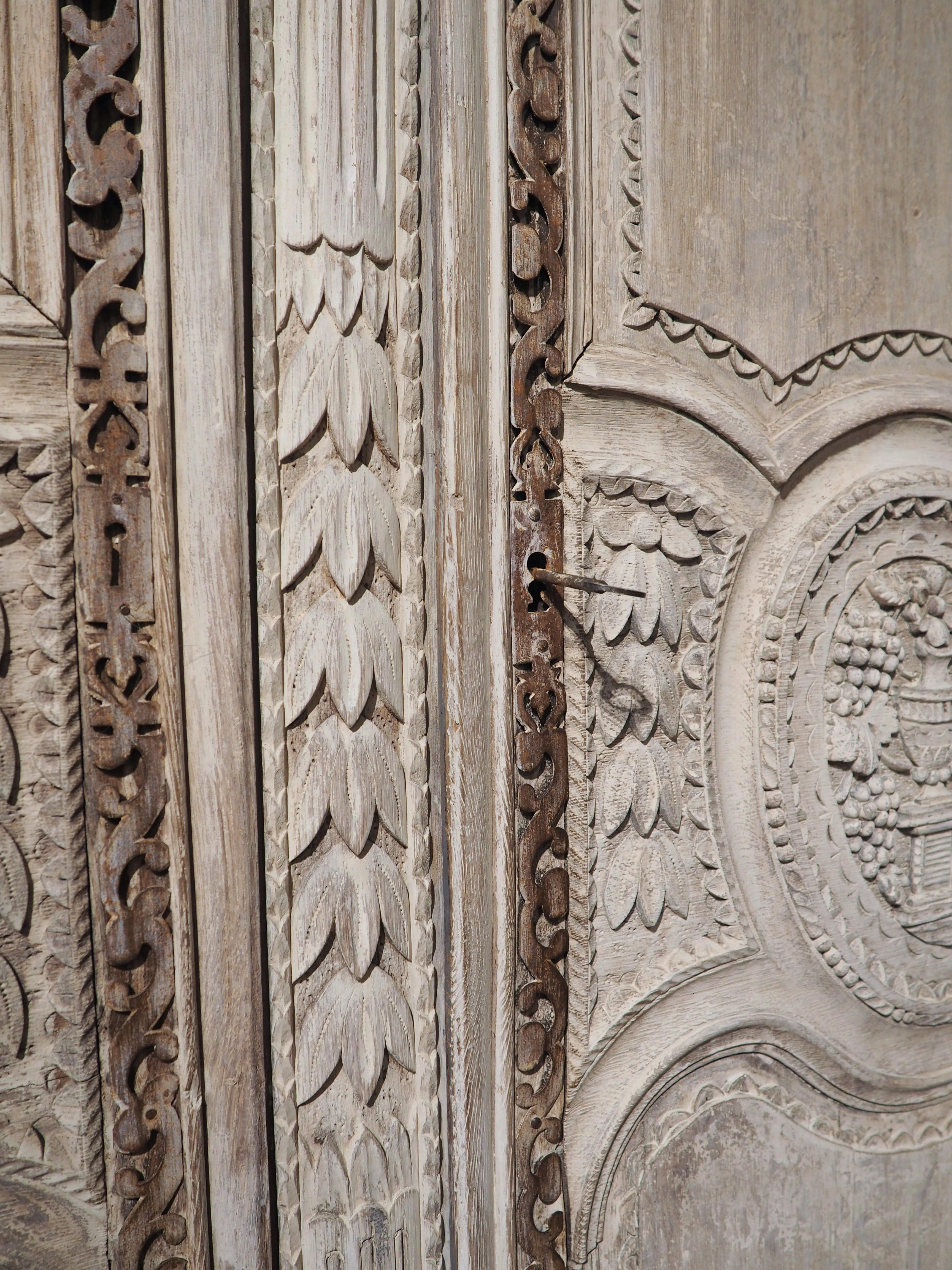 Bleached 19th Century Whitewashed Oak Armoire from Normandy, France