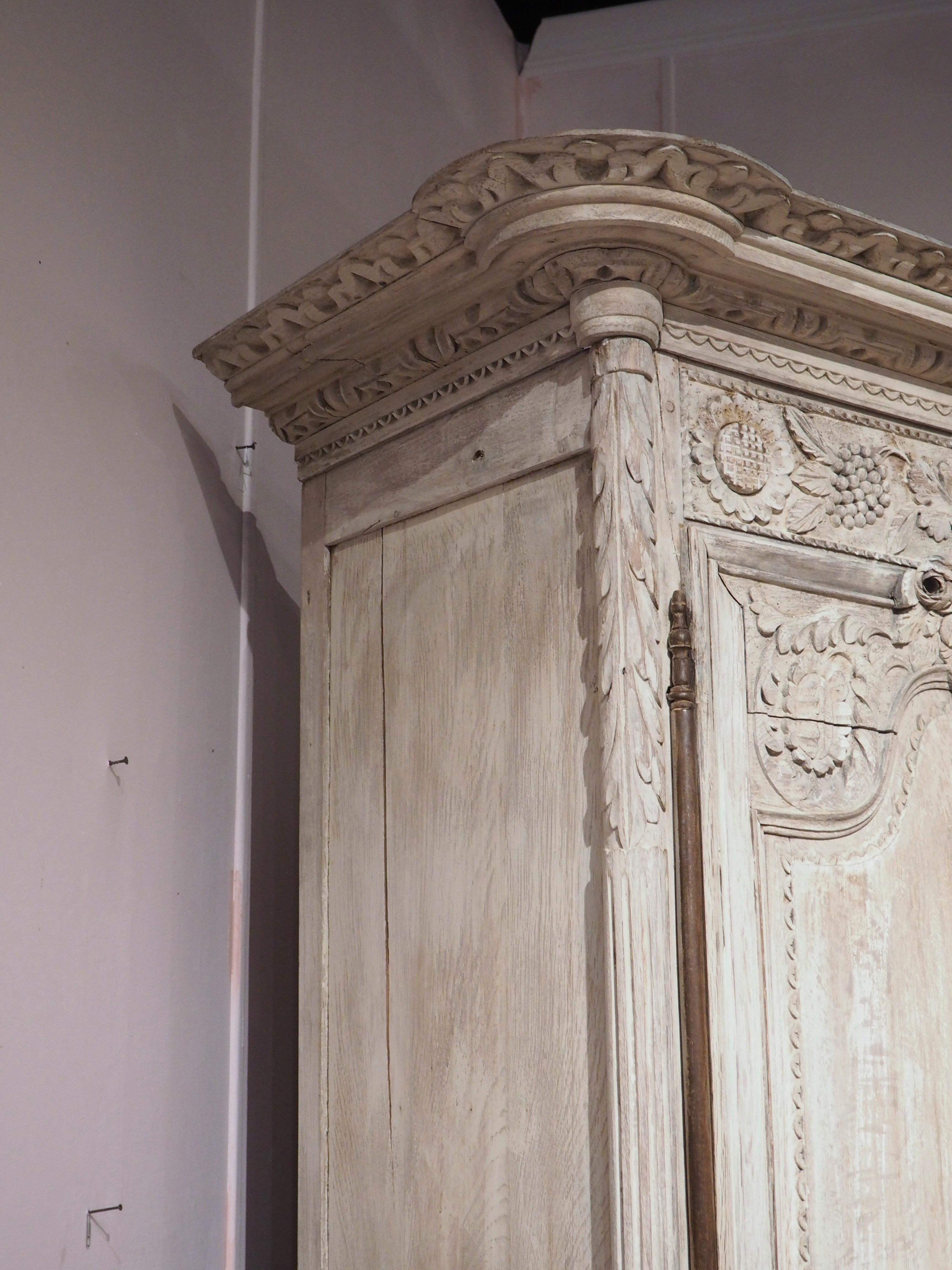 19th Century Whitewashed Oak Armoire from Normandy, France 1